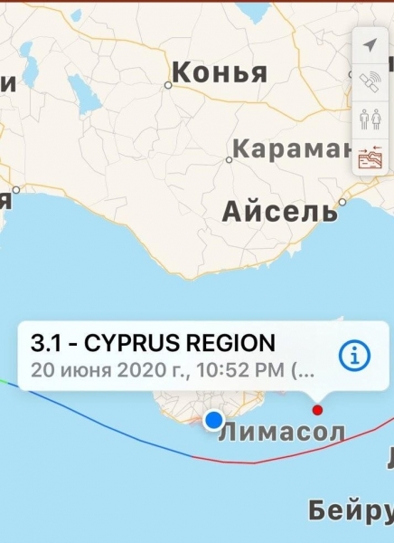 В субботу на Кипре произошло небольшое землетрясение