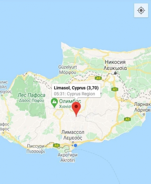 В четверг утром на Кипре произошло небольшое землетрясение
