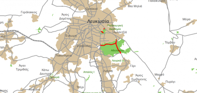 Карта лесных дорог Кипра, по которым запрещено ездить ночью