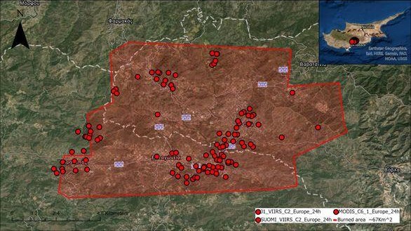
Хронология и карта самого большого кипрского пожара
