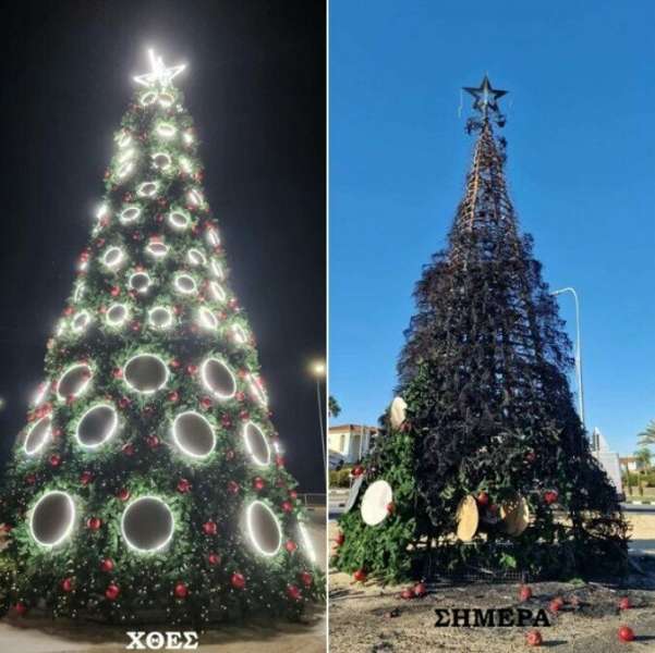 В Никосии хулиганы сожгли рождественскую елку